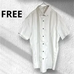 ホワイト 半袖シャツ スタンドカラー　フリーサイズ