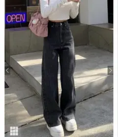 【GRL】ハイウエストセミワイドデニムパンツ　[CU472]