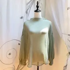 ハンチ シアー ブラウス ライトグリーン F シフォンのサムネイル