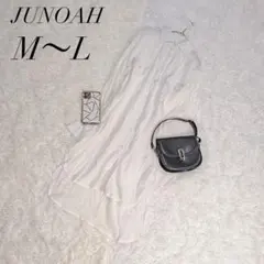 ジュノア/シャツワンピース/ロング/とろみ/シアー/白/M/Ｌ/美品✨️