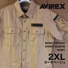 【美品】AVIREX ファティーグシャツ 半袖　カーキベージュ 2XLのサムネイル