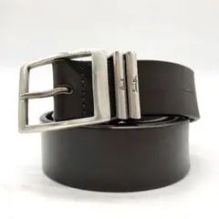 【美品】 Paul Smith ベルト シルバー ロゴ刻印 ブラウン L2
