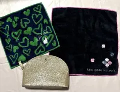 ケイトスペード　ハンカチ二点　ポーチ1点　まとめ売り　猫　スペード　ラメ