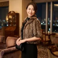 G2877*美品☆ナチュラルビューティー☆ボレロ☆ラビットファー☆ケープ☆茶☆M