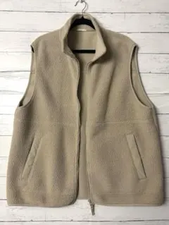 【美品】GUボアフリースフルジップベスト（ベージュ / XL）