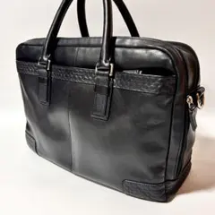 美品】COACH ビジネスバッグ ブリーフケース 黒 オールレザー 2way