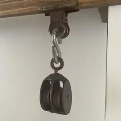 フランス　アンティーク　小さな　滑車　アイアン　鉄製