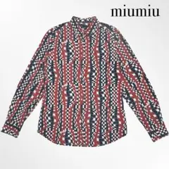 miu miu 総柄 オープンカラーシャツ ミュウミュウ - メルカリ