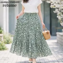 24SS レリューム／コットンボイル クリンクル フレアスカート 花柄 春夏