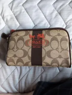 COACH ロゴ入りポーチ ベージュ/ブラウン