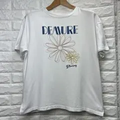 Favory 花刺繍 半袖Tシャツ ホワイト フリーサイズ ロゴT