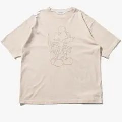 JOHNBULL ミッキーマウス 刺繍 Tシャツ ベージュ Mのサムネイル