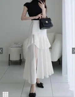 GRL アシンメトリーラッフルスリットスカート[ask137]