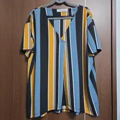 AZUL BY MOUSSY ストライプ Vネック 半袖トップス