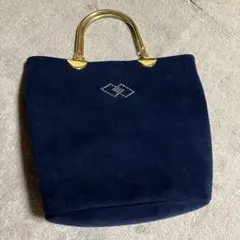ネイビー スエード ハンドバッグ