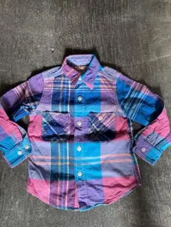 デニムダンガリーチェックシャツ110