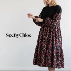 902ね@ See By Chloé 切替 チュニック ワンピース ブラック