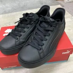 【新品・未使用】PUMA ブラック ローファー 厚底 24.0 センチ 新品未使用】プーマ スニーカー ローファー 厚底 黒 24.5