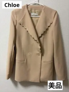 美品　Chloe スカラップ テーラードジャケット ピンクベージュ 美品 Chloe スカラップ テーラードジャケット ピンクベージュ - メルカリ