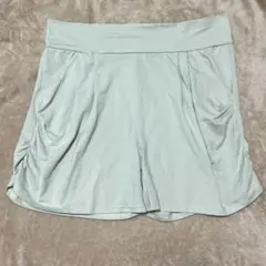 【L/XL】ショートパンツ キュロット ルームウェア 綿混 くすみグリーン