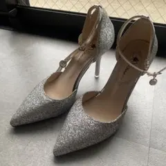 シルバー グリッター ハイヒール 22.5 新婦　靴　カラードレス用