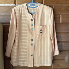 シャツ 薄オレンジ色 大人オシャレ 肩パット入り