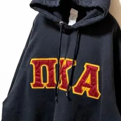 ポート&カンパニー πKA ロゴ刺繍 スウェットパーカー ブラック黒 L古着