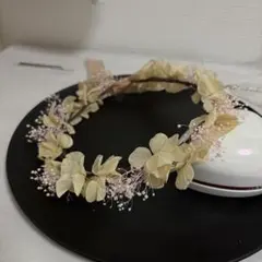 ドライフラワーヘッドドレス花冠リボン付き子供用バースデーフォトブライダル結婚式