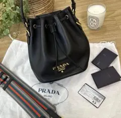 u73【美品】プラダ ヴィッテロ ブラック バケットバッグ2wayショルダー