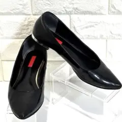 COLE HAAN フラットパンプス ブラック エナメル 24cmのサムネイル