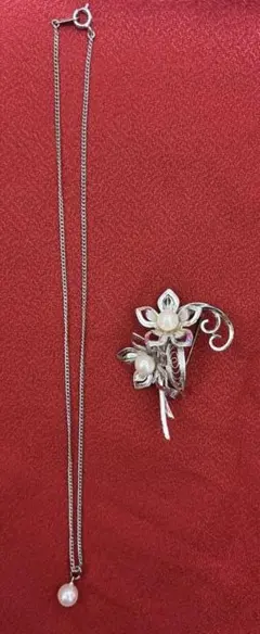シルバー ネックレス、ブローチ　セット