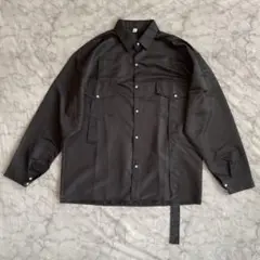 メンズ　ブラック 長袖シャツ ボタン付き　XXLサイズ　黒