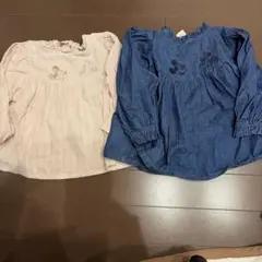プティマイン　ミッキーミニー柄カットソー
