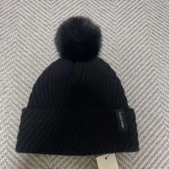 レア【新品】カルバンクライン ポンポン ファー ニット帽 黒 USA
