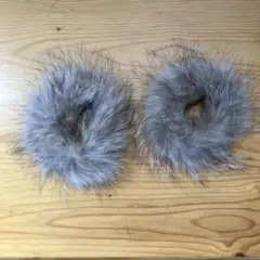 グレー ファー リングパーツ 2個セット