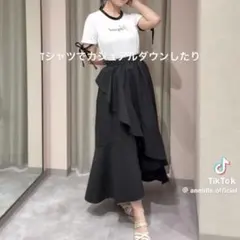 AnMILLE evelyn アシメフレアスカート ブラックのサムネイル