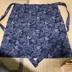 和装　蝶々柄 藍染風 エプロン 腰巻き