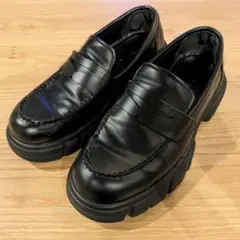 ZARA 厚底 ローファー プラットフォームローファー 35 アパレル】 極美品 ZARA ザラ 厚底 ビジュー ローファー 黒