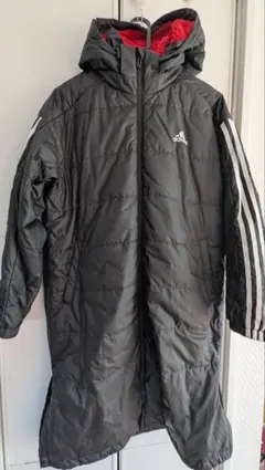 adidas ベンチコート 黒 赤裏地