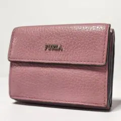 FURLA フルラ バビロン 三つ折り財布 ピンク ミニ財布 レザー シボ革
