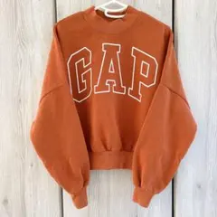 美品✨GAP【XXS】オレンジブラウン ドルマン ショート丈 トレーナー 裏起毛