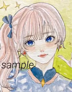 オリジナル手描きイラスト　創作　水彩画　アナログイラスト　女の子　アイドル