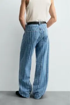 textured stripe jeans ZARA メンズデニムパンツのサムネイル