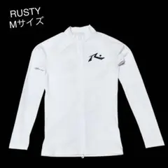 RUSTY ラスティ　ラッシュガード　長袖　ホワイト　ドライバーズジップ　M