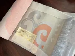 ◆未仕立て 正絹別織 つづれ織 名古屋帯 金彩 橙 渦巻き文様 唐草