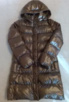 ブラウン フード付き ロングダウンジャケット