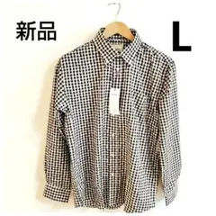 【新品タグ付】ギンガムチェックシャツ ボタンダウン ブラウン メンズL