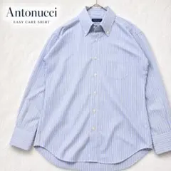 Antonucci 長袖ストライプシャツ BDシャツ L ブルー系