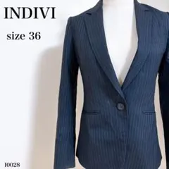 INDIVI ピンストライプ テーラードジャケット シルク混 通勤 オフィス