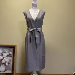 ワンピース ジャンパースカート ロングジレ グレーブラウン